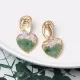 Серьги Сердце, 40х20х10мм, цвет зеленый 1G0377-2