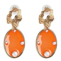 Серьги Овал с жемчугом, 55х25х10мм 1G0385