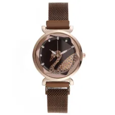 Часы Лебедь со стразами, цвет коричневый 1H0007-1