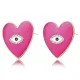 Набор из кулона и серег Сердце с эмалью, цвет малиновый 1I0001-2
