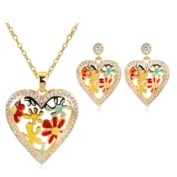 Комплект Сердце (серьги и кулон с цепочкой) 1I0014