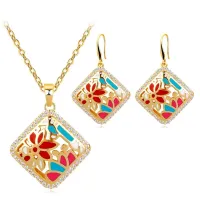 Комплект Ромб (серьги и кулон с цепочкой) 1I0018