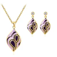 Комплект Лист (серьги и кулон с цепочкой) 1I0020