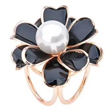 Зажим для платка Цветок, цвет черный 1J0001-1