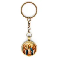 Круглый брелок, цвет бронза, с цепочкой, Архангел Михаил C1117018