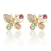 Серьги Бабочка со стразами 1L0001