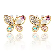 Серьги Бабочка со стразами 1L0001