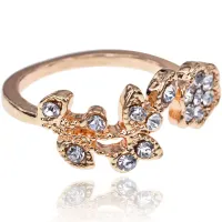 Кольцо Цветок, безразмерное, цвет золотой 1L0014-1