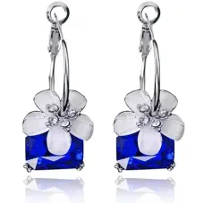 Серьги Цветок, цвет синий 1L0017-1
