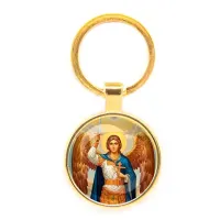 Круглый брелок, цвет золото, Архангел Михаил C1117019