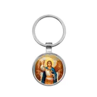 Круглый брелок, цвет серебро, Архангел Михаил C1117021