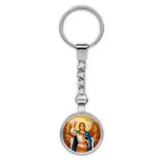Круглый брелок, цвет серебро, с цепочкой, Архангел Михаил C1117022