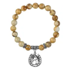 Браслет Подкова (счастье), Песочная яшма BSP-09-31