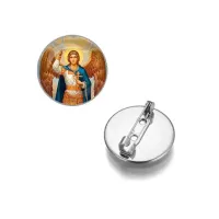 Круглый значок, цвет серебро, Архангел Михаил C1117023