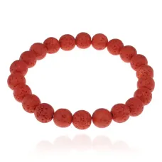 Браслет из натурального камня Лава, 8мм, цвет оранжевый BJBS-310-08