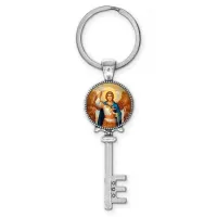 Брелок ключ, цвет серебро, с кольцом для ключей, Архангел Михаил C1117044