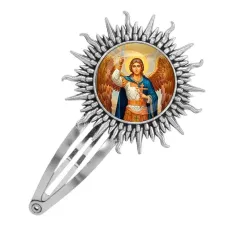 Заколка металлическая, цвет серебро, Архангел Михаил C1117045