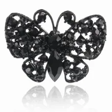 Безразмерное кольцо Бабочка со стразами, цвет чёрный UC140-B
