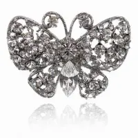 Безразмерное кольцо Бабочка со стразами, цвет серебро UC140-S
