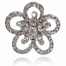 Безразмерное кольцо Цветок со стразами, цвет серебро UC141-S