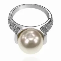 Кольцо с жемчугом и стразами Сваровски, размер 19 UC149