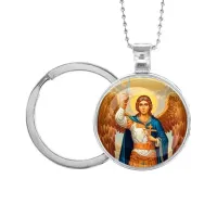 Кулон-брелок, цвет серебро, с цепочкой и кольцом, Архангел Михаил C1117054