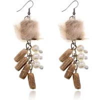 Серьги с жемчугом и мехом UD212