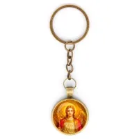 Круглый брелок, цвет бронза, с цепочкой, Архангел Михаил C1118018