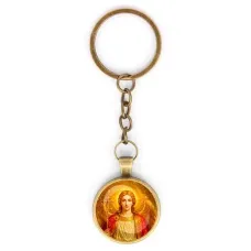 Круглый брелок, цвет бронза, с цепочкой, Архангел Михаил C1118018