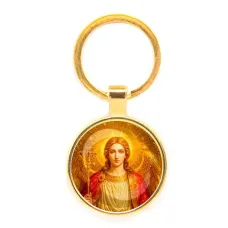 Круглый брелок, цвет золото, Архангел Михаил C1118019
