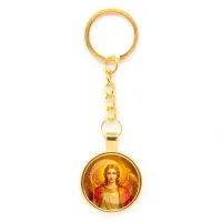 Круглый брелок, цвет золото, с цепочкой, Архангел Михаил C1118020