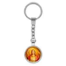 Круглый брелок, цвет серебро, с цепочкой, Архангел Михаил C1118022