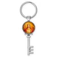Брелок ключ, цвет серебро, с кольцом для ключей, Архангел Михаил C1118044