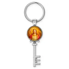 Брелок ключ, цвет серебро, с кольцом для ключей, Архангел Михаил C1118044