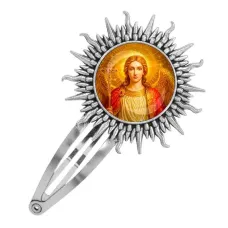 Заколка металлическая, цвет серебро, Архангел Михаил C1118045