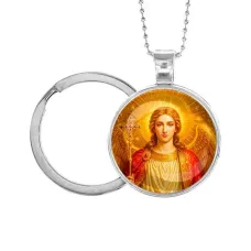 Кулон-брелок, цвет серебро, с цепочкой и кольцом, Архангел Михаил C1118054