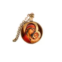 Кулон, цвет бронза, с цепочкой, Богородица с Иисусом C1119028