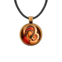 Кулон, цвет бронза, со шнурком, Богородица с Иисусом C1119029