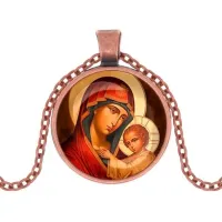 Кулон, цвет медь, с цепочкой, Богородица с Иисусом C1119030