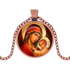 Кулон, цвет медь, с цепочкой, Богородица с Иисусом C1119030