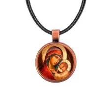 Кулон, цвет медь, со шнурком, Богородица с Иисусом C1119031