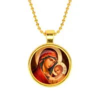 Кулон, цвет золото, с цепочкой, Богородица с Иисусом C1119032