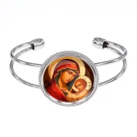 Браслет металлический, цвет серебро, Богородица с Иисусом C1119034