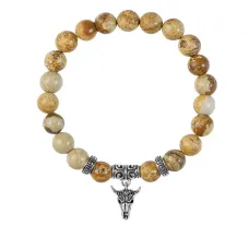 Браслет Череп быка (сила, мужество, защита), Песочная яшма BSP-09-2076
