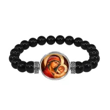 Браслет из чёрного агата, Богородица с Иисусом C1119056