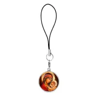 Подвеска для телефона, цвет серебро, со шнурком, Богородица с Иисусом C1119060