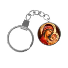 Брелок, нержавеющая сталь, с кольцом для ключей, Богородица с Иисусом C1119061