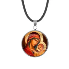 Кулон, нержавеющая сталь, со шнурком, Богородица с Иисусом C1119062
