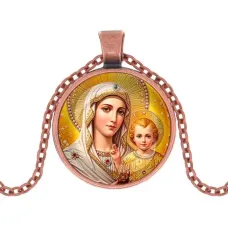 Кулон, цвет медь, с цепочкой, Богородица с Иисусом C1120030
