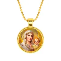 Кулон, цвет золото, с цепочкой, Богородица с Иисусом C1120032
